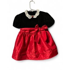 Vintage 90s Rose Cottage 24m 2t Christmas dress with black velvet top